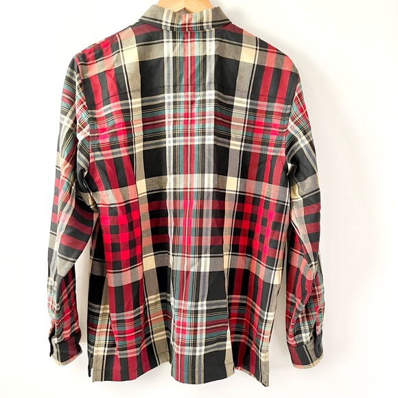 LAUREN RALPH LAUREN | Wool Plaid Tartan Button Up long Sleeve Shirt Top Large - Picture 6 of 8